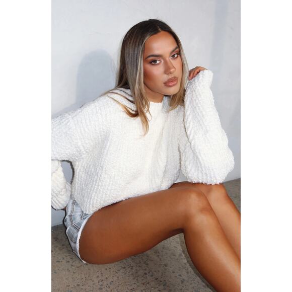 White Fox Leave Home Without Me Sweater, Cream, NWT, NEW Sz S/M - Picture 2 of 13